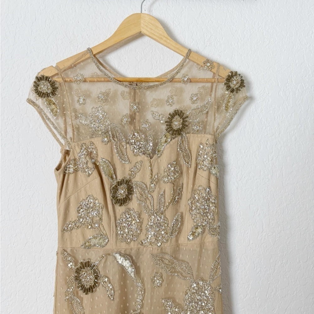 AIDAN MATTOX Floral Bead-Embroidered Gown - Picture 3 of 9